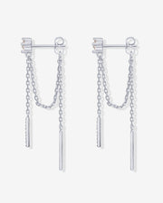 Mini CZ Chained Bar Earrings – view 7