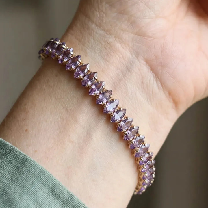 Amethyst Marquise Tennis Bracelet | Gold – view 2