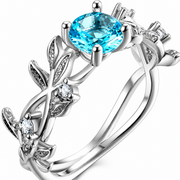 Aquamarine Vine Ring | Silver – view 3