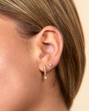 Pearl & Crystal Stud Screw Back Earrings – view 8