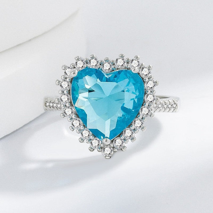 Aquamarine Heart Jewelry Set | Silver – view 2