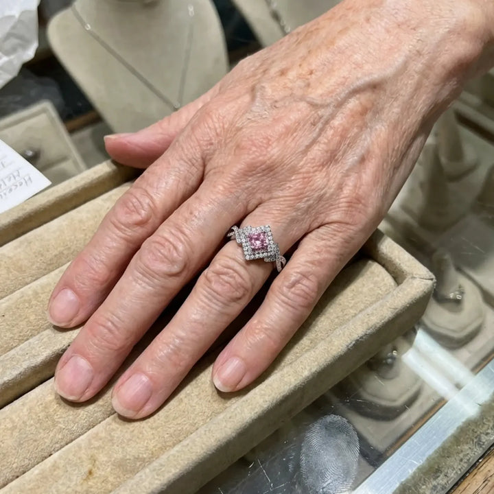 Couture Pave Square Ring | White Gold – view 2