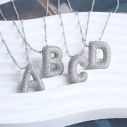 Bubble letter initial necklace set | White Gold – view 7