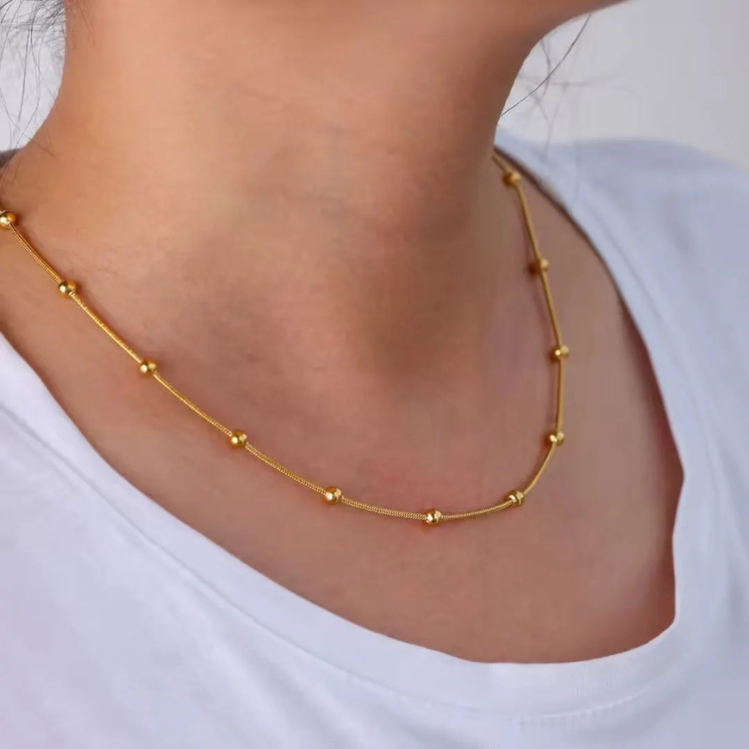Thin Gold Beads Necklace