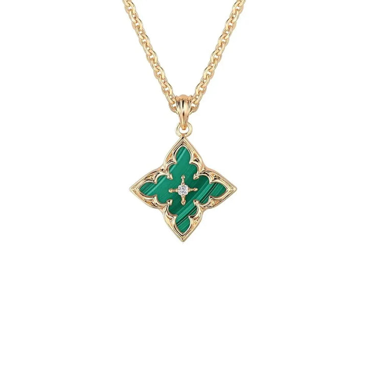 Emerald Clover Pendant Necklace | Gold – view 2