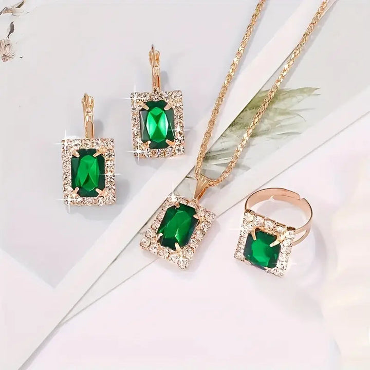 Sylvara Greenveil Jewelry Set | White Gold