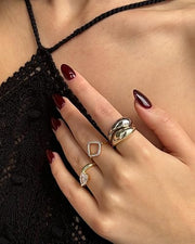 Chunky Two-Toned Stackable Ring Set – view 4