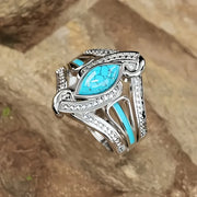 Turquoise Marquis Statement Ring | White Gold – view 3