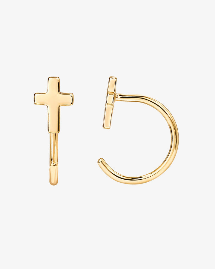Cross Half Hoop HuggiesEarrings