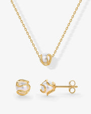 Freshwater Pearl Necklace and Stud Set – view 3