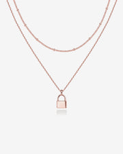 Layered Lock Pendant Necklace – view 3