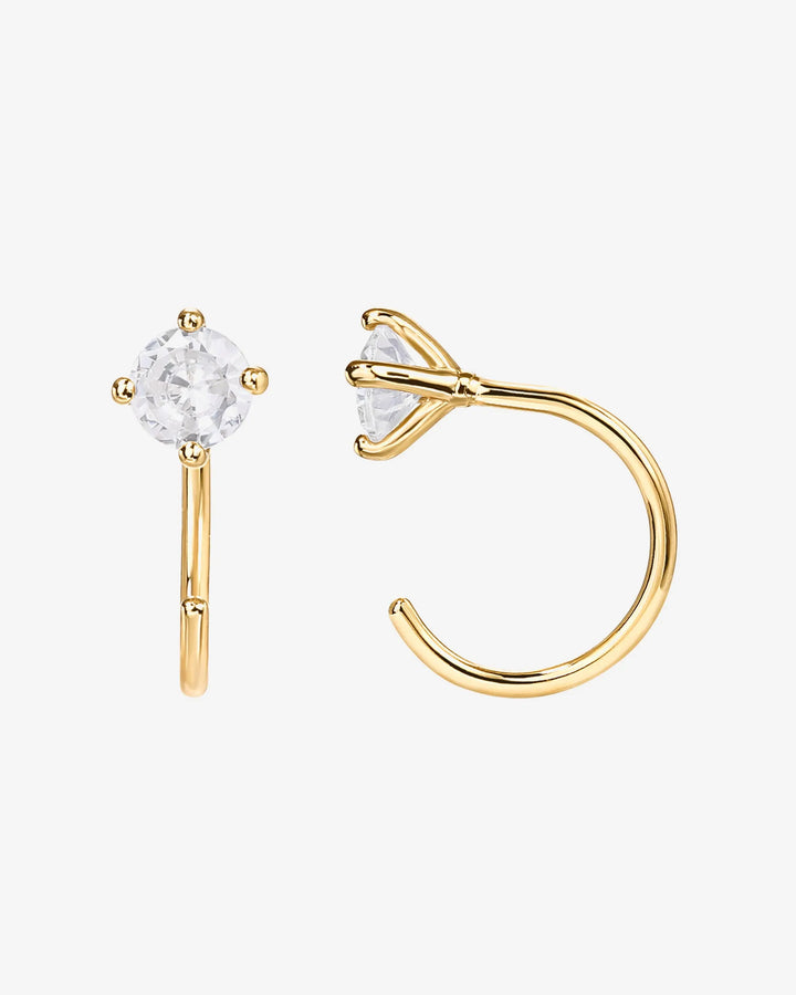Solitaire Half Hoop HuggieEarrings