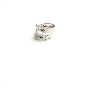 Adjustable Paw & Heart Twist Ring – Stainless Steel – view 2