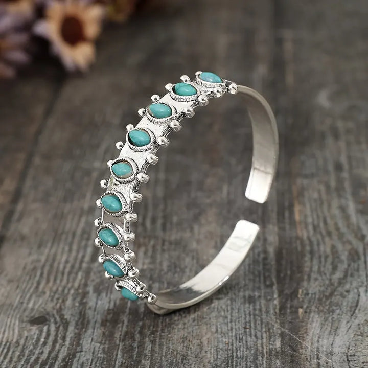 Azmira Turquoise Cuff Bracelet | White Gold – view 2