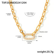 Paved Chunky Chain Link Jewelry Set | Gold – view 9