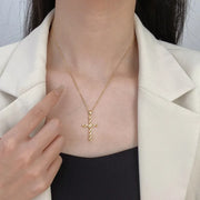 Crystal Twist Cross Necklace | Gold – view 3