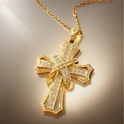 Radiant Cross Pendant Necklace | Gold – view 2
