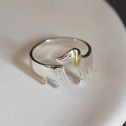 Silver Dachshund Ring – Adjustable Fit – view 2