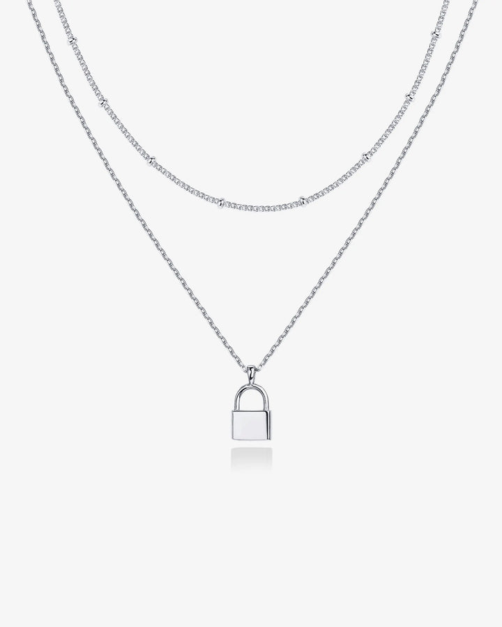 Layered Lock Pendant Necklace – view 2
