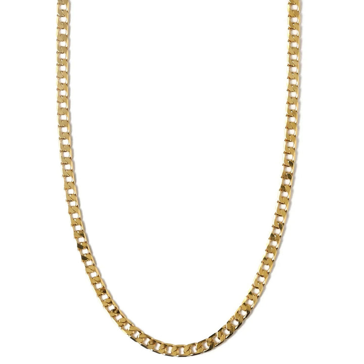 Flat Link Curb Chain Necklace | Gold