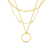 Open Circle Three Row Necklace | White Gold – view 2