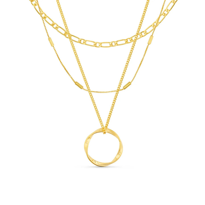 Open Circle Three Row Necklace | White Gold – view 2