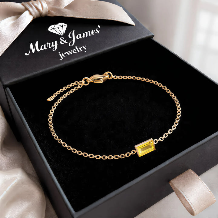 Amber Crystal Link Bracelet | Gold