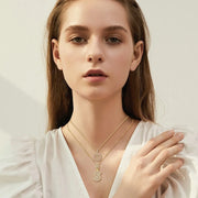 Pave letter initial necklace set | Gold – view 4