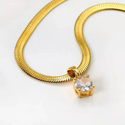 Elegant Rhinestone Pendant Necklace | Gold – view 2