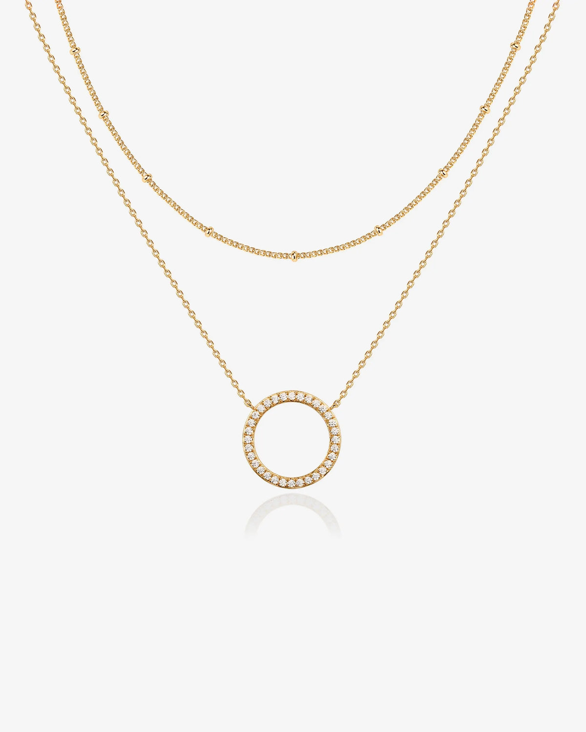 Layered Open Circle Pendant Necklace