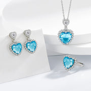 Aquamarine Heart Jewelry Set | Silver – view 4