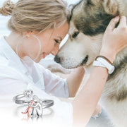 Adjustable Dog Ring in Silver – “Always in My Heart” with Zirconia – view 2