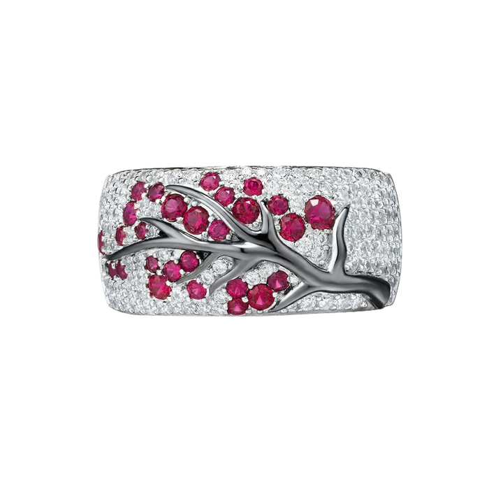 Ruby Blossom Tree Ring | White Gold – view 2