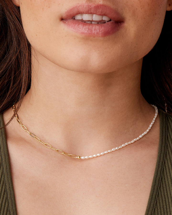 Pearl Paperclip Necklace – view 2