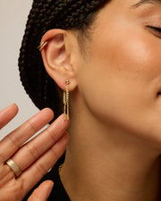 Mini CZ Chained Bar Earrings – view 3