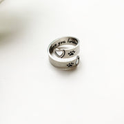 Adjustable Paw & Heart Twist Ring – Stainless Steel – view 3