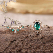 Aurelle Emerald Crown Ring Set | Rose Gold – view 3