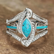 Turquoise Marquis Statement Ring | White Gold – view 4