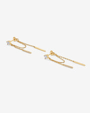 Mini CZ Chained Bar Earrings – view 6