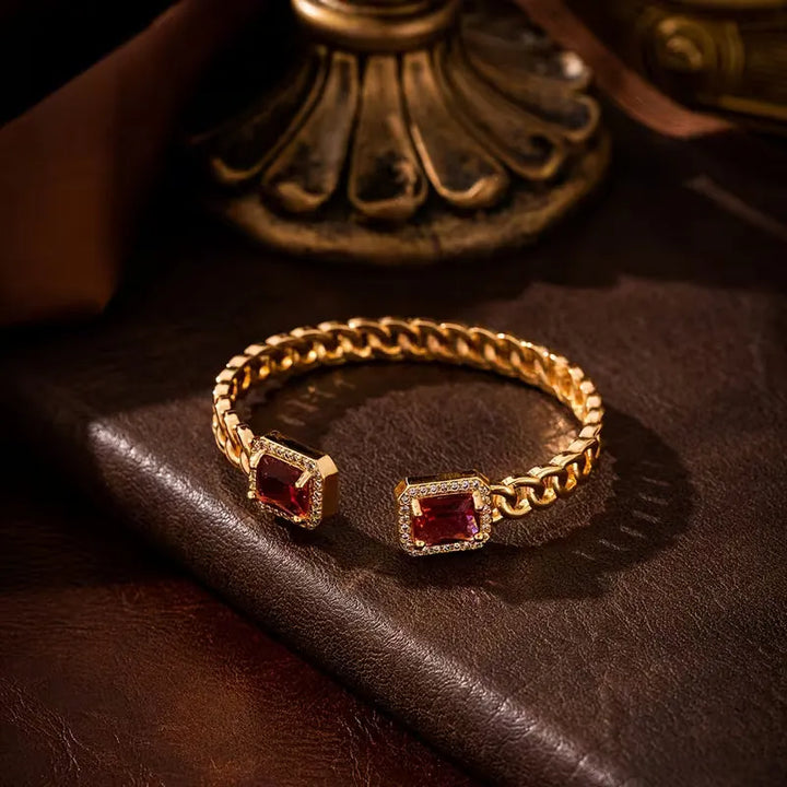 Veloria Ruby Open Bracelet | Gold – view 2