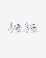 Pearl & Crystal Stud Screw Back Earrings – view 11