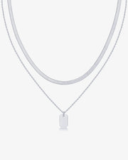 Layered Dog Tag Pendant Necklace – view 2