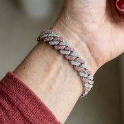Pink Shimmer Cuban Bracelet | White Gold – view 2