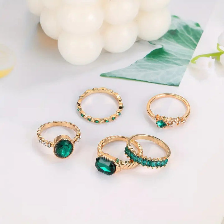 Zarina Exquisite Emerald Ring Set | Gold – view 2