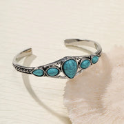 Turquoise Teardrop Open Bracelet | White Gold – view 2