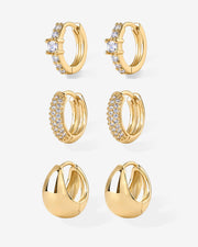 Huggie and Hoop CZ TrioEarrings – view 4