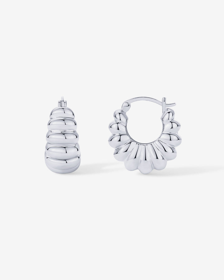 Chunky Ribbed Retro HoopsEarrings – view 2
