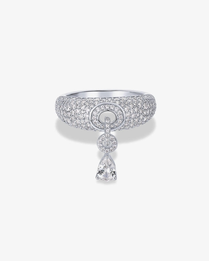 Pavé Dangle Ring with Pear Drop – view 2
