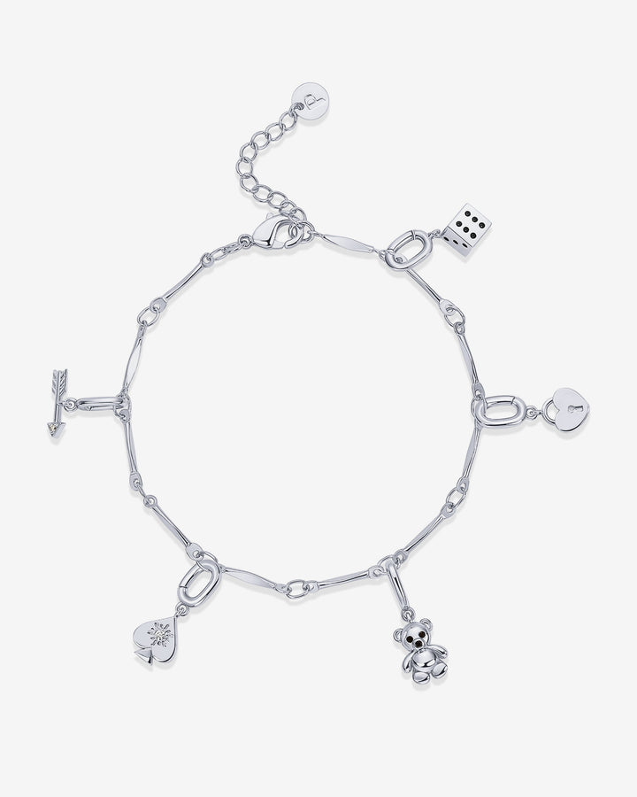 Lucky Girl Charm Twisted Bar Link Chain Bracelet Set – view 2