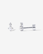 Pearl & Crystal Stud Screw Back Earrings – view 2